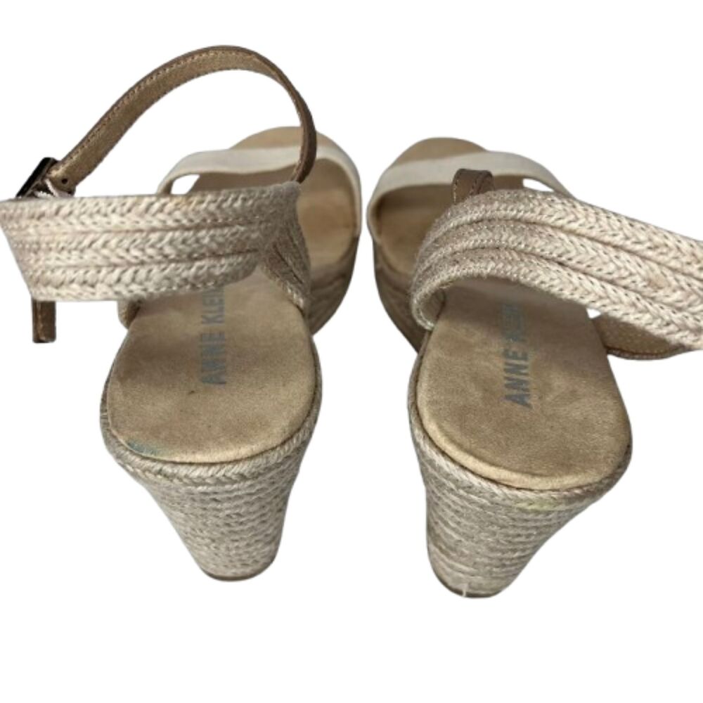 Anne Klein NWOB Beige Espadrille Ankle Strap Summer Shoes Wedge Sandals 11M - Picture 5 of 7